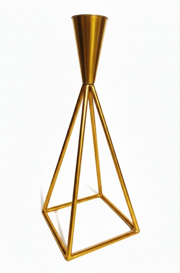 Iron Candle Holder with Brass Finish - CH 103